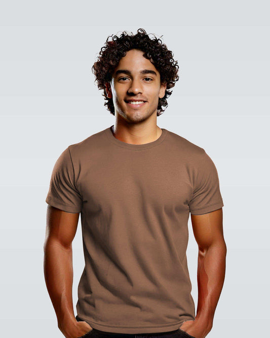 Ichigo Solid Coffee Brown Regular Fit Tee