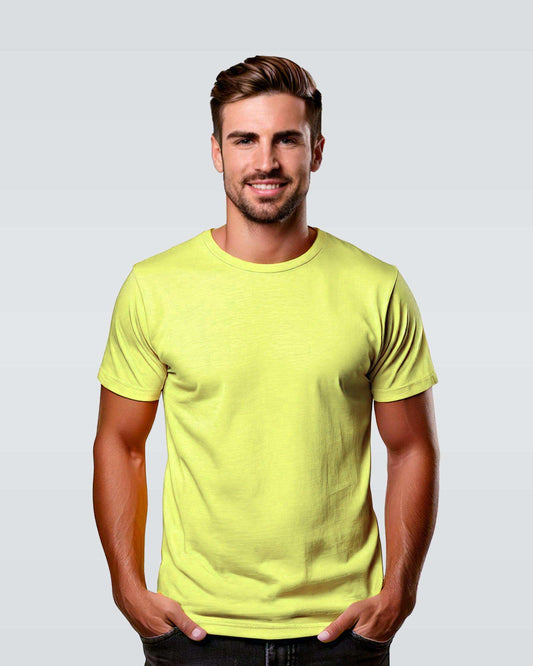 Ichigo Solid Lime Green Regular Fit Tee